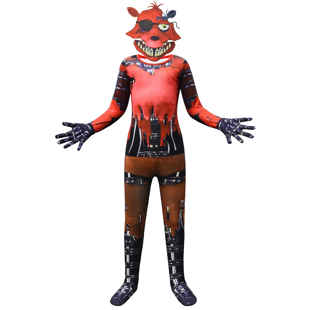 Kids Horriable Halloween Costume Five Nights F-Freddyeds Jumpsuit Cosplay Nightmare BonnieD Wolf Anime - product image 1