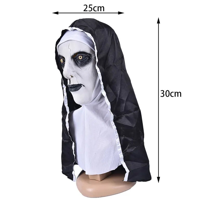1PC The Horror Scary Nun Latex Mask w/Headscarf Valak Cosplay for Halloween Costume - product image 6