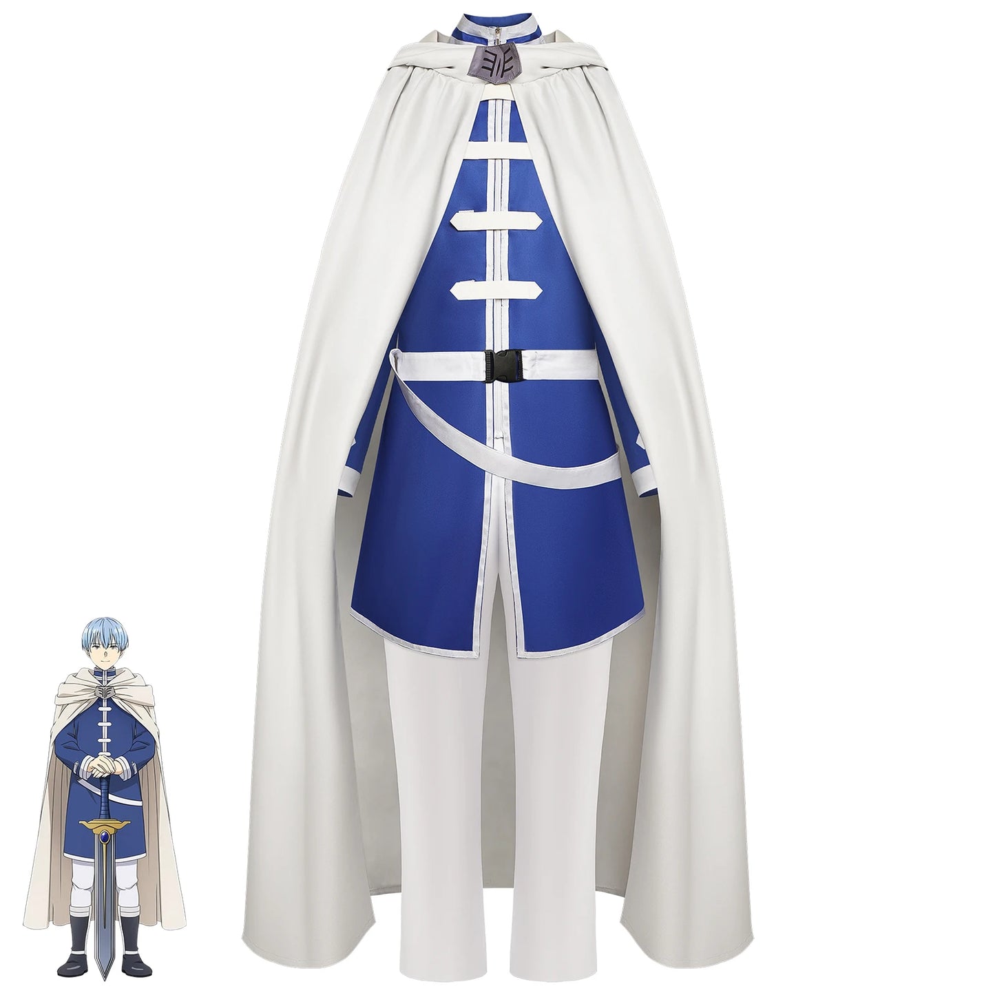 Anime Beyond Journey's End Costume Himmel Shawl Cloak Pants Suit Himmel Costume Halloween - Blue / XXL