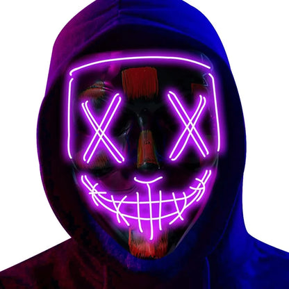 Poptrend Halloween Mask LED Light Up Mask Scary Mask for Costume Halloween Costume Parties - Pink Ice Blue