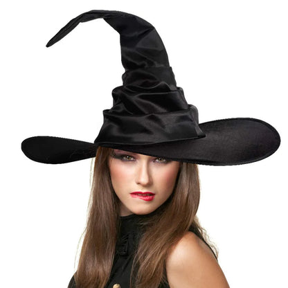 Halloween Folds Witch Wizard Black Hat Costume Headgear Devil Cap Props Decoration - L
