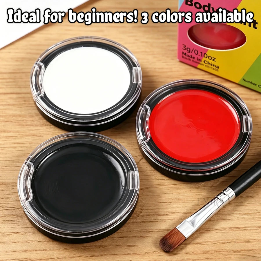 Face Body Paint Makeup Set Black White Red Face Paint Cream with Painting Brush, Washable Pigment for - product image 3