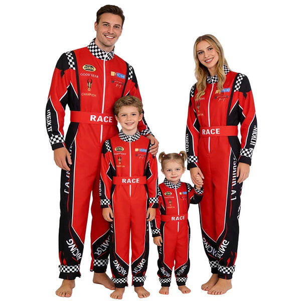 Adult Kids Racer Cosplay Costume Red Classic One-Piece Training Racing Uniform Suit Children Men Karting - product image 1