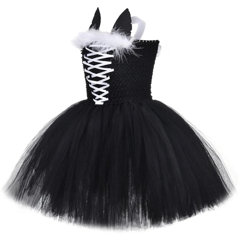 Girls Black Cat Halloween Dress Costume