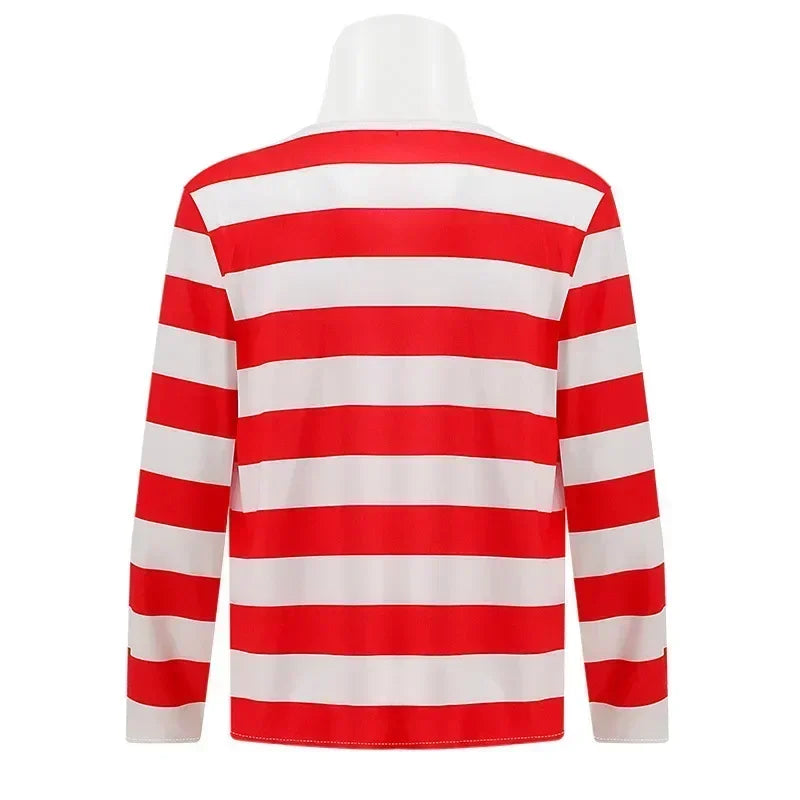 Red Striped Explorer Striped Shirt Youth Boys Striped Explorer Costume Shirt Glasses And
