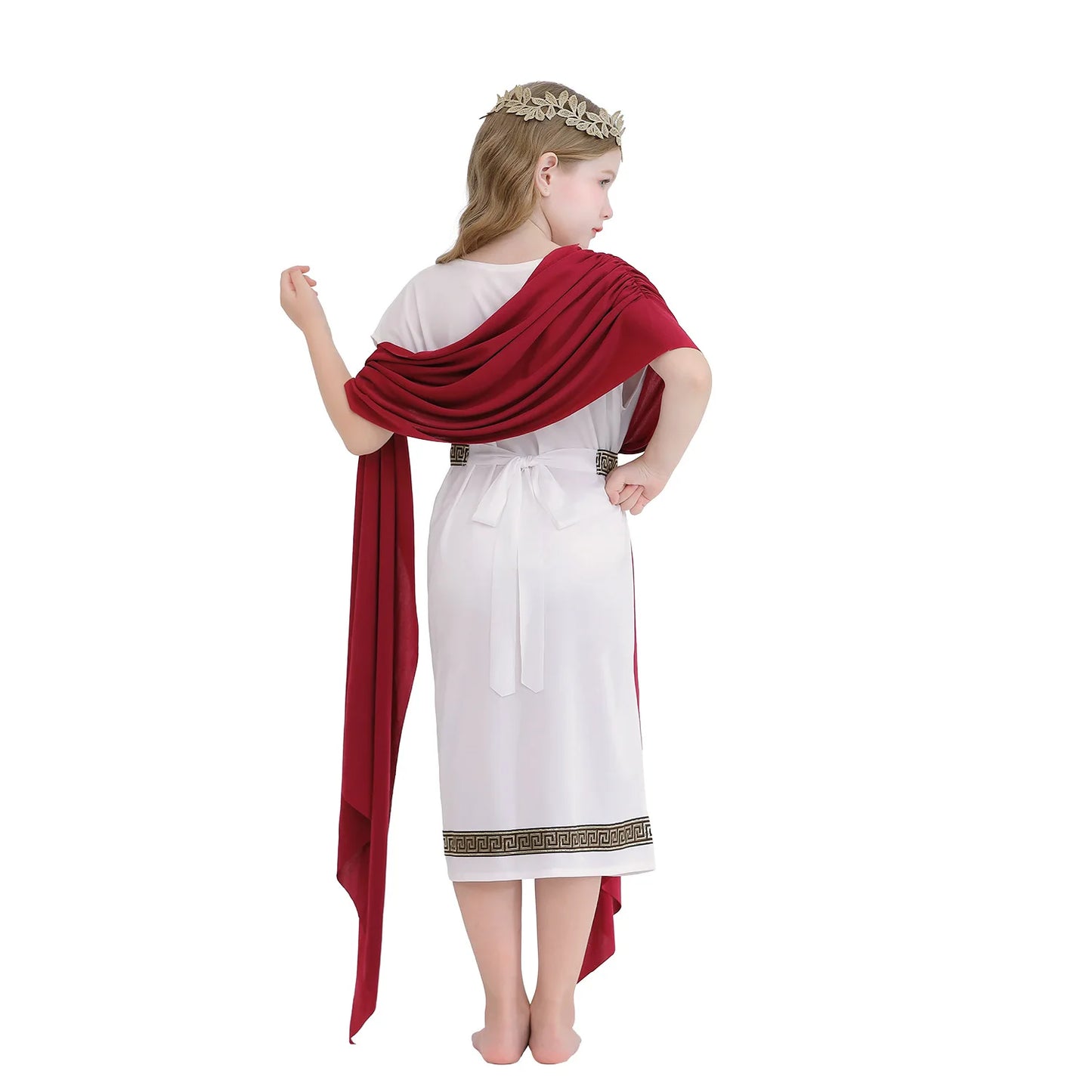 Kids Greek Mythology Costume White Roman Toga Robe Halloween Easter Costume Up Outfit - B / 140cm