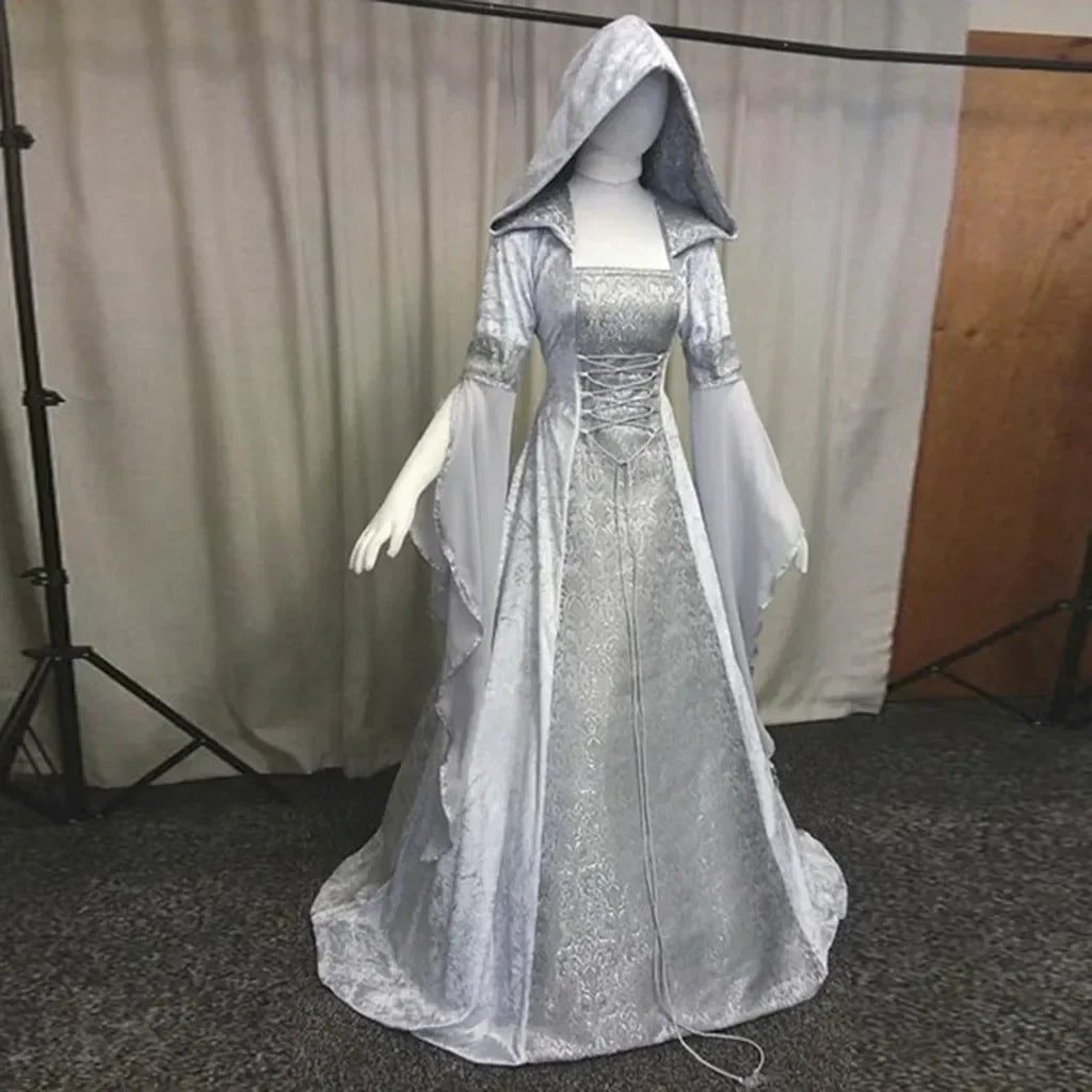 Women's Deluxe Witch Dress Medieval Renaissance Maxi Train Dress Halloween Devil Pagan Witch Wedding Cos - product image 12