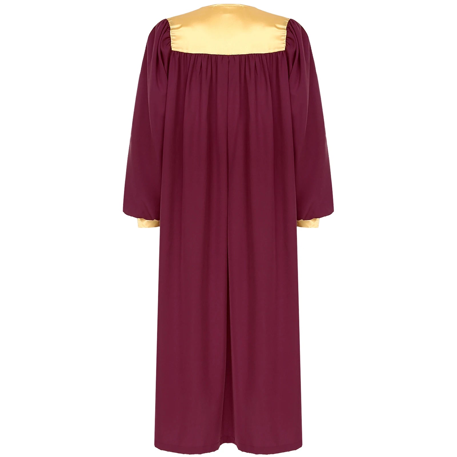 Choir Robe Theme V-neck Sleeve V-neck Color Block Zipper Split Front Gown Unisex - White / XL