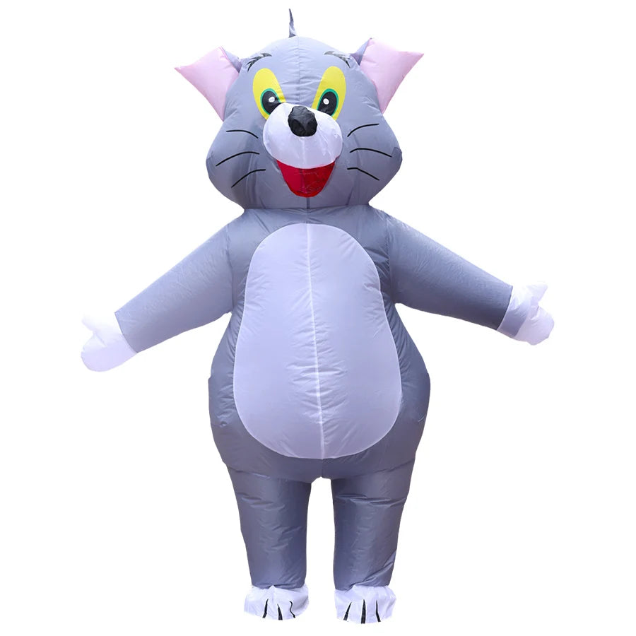 Cartoon Animal Character Inflatable Costume - Adult Cute Unique Standing Shark Inflatable for Halloween Christmas Party Play