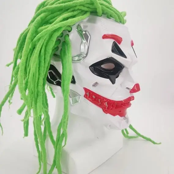 Full Face Costume Mask with Dreadlock-Style Hair – Green or White