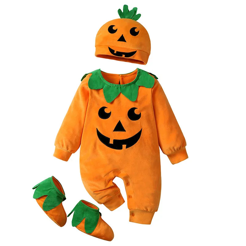 Baby Girls Boys Children Jumpsuit Pumpkin Costume Toddler Sleeveless Jumpsuit
