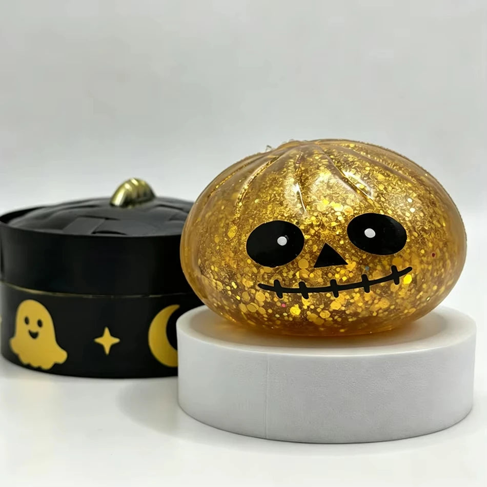 6 Styles Halloween Bun Squishy Toys Glitter Pumpkin Eyeball Cute Face Squeeze - product image 3