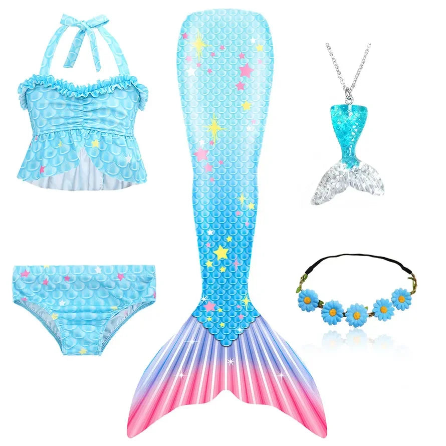 Mermaid Princess-Inspired Tail Memaid Swimsuit Bikini Bathing Suit Costume Girls Can