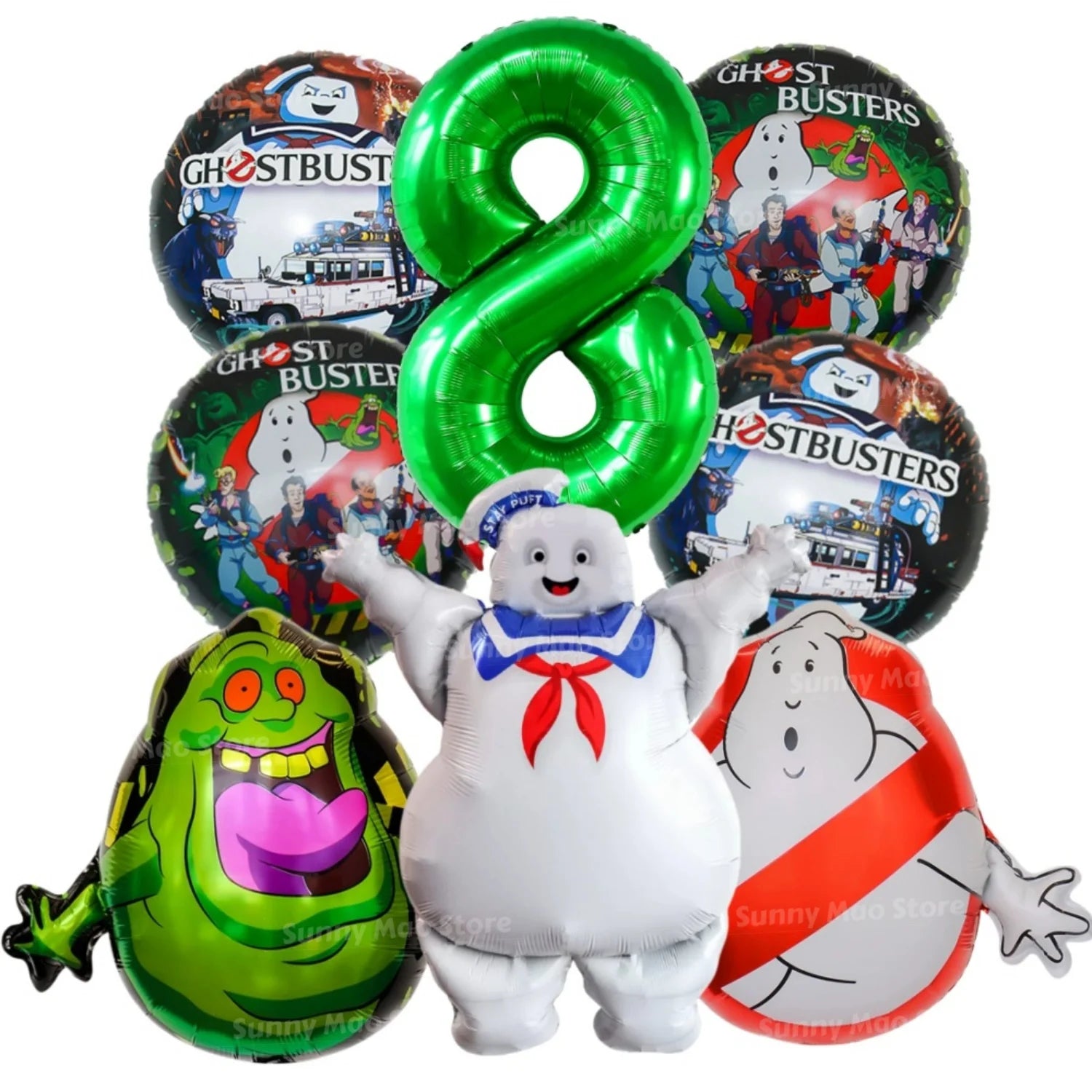 8Pcs paranormal ghost hunter Balloons Set Catch Ghost Balloon 32inch Green Number Balloon for Kids 1-9th Birthday Party - product image 3