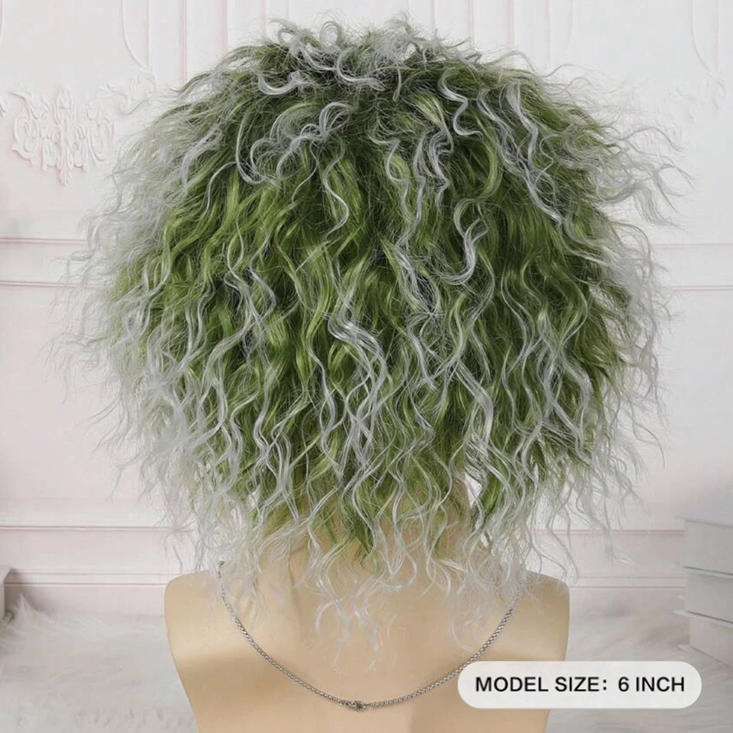 Green Wigs for Costume Men Black White Suit Costume Cute Green Wig