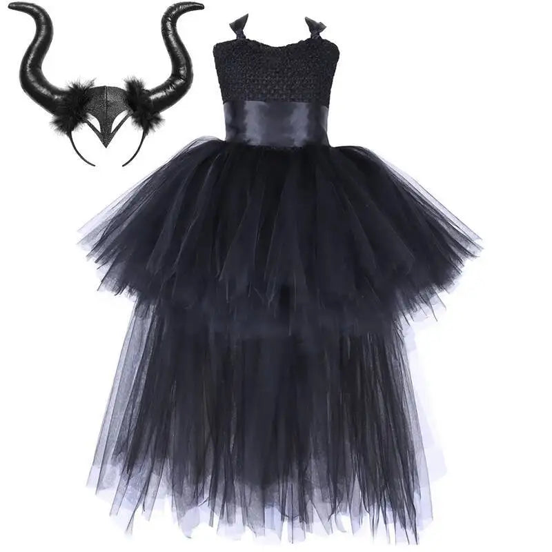 Kids' Dark Witch for Girls Black Devil Angel Fancy Trailing Dress with Costume - alternate view 11