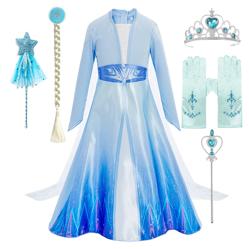 Ice Queen Princess Halloween Costume for Kids - Blue Sequin - product image 10