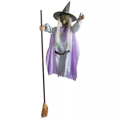 Animated Hovering Witch Animatronics Purple With Lights Garden Flying Witch 6 Prop - alternate view 7