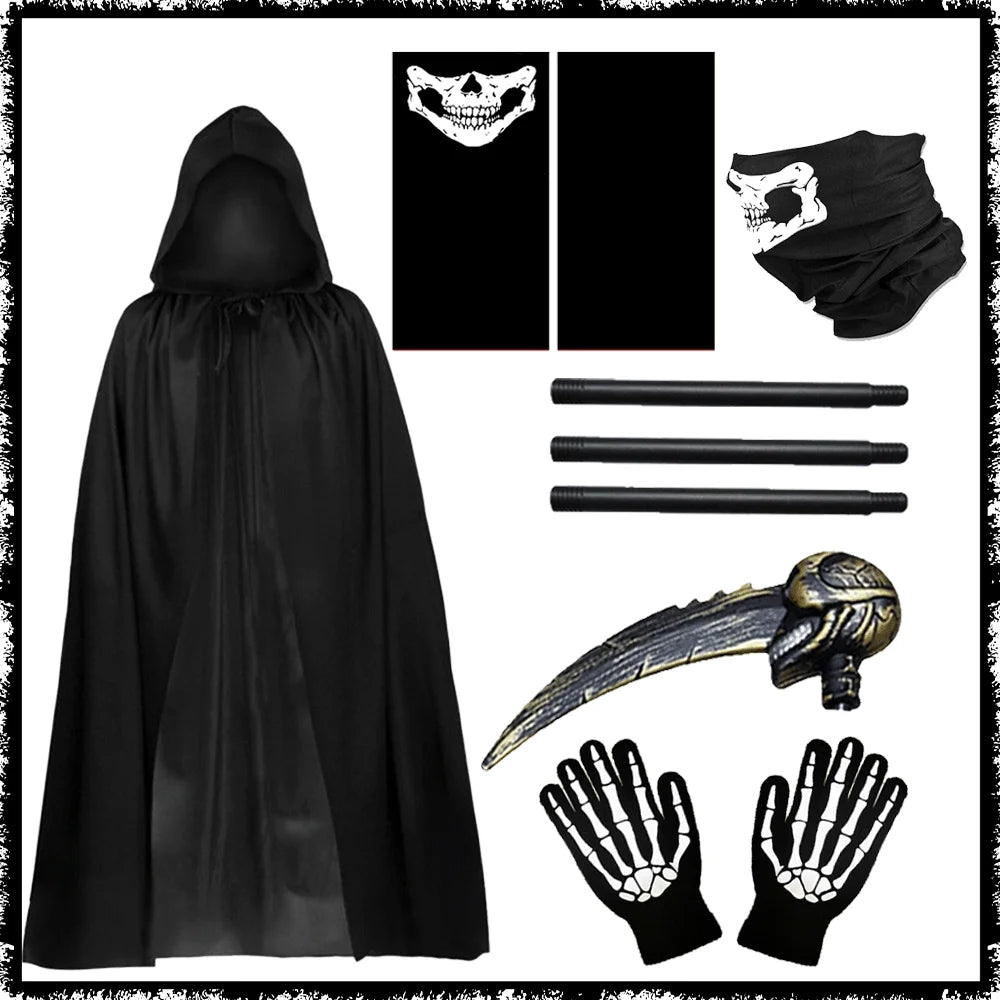 Kids' Skeleton Death Cloak Suit Grim Reaper Prop Ghost Costume