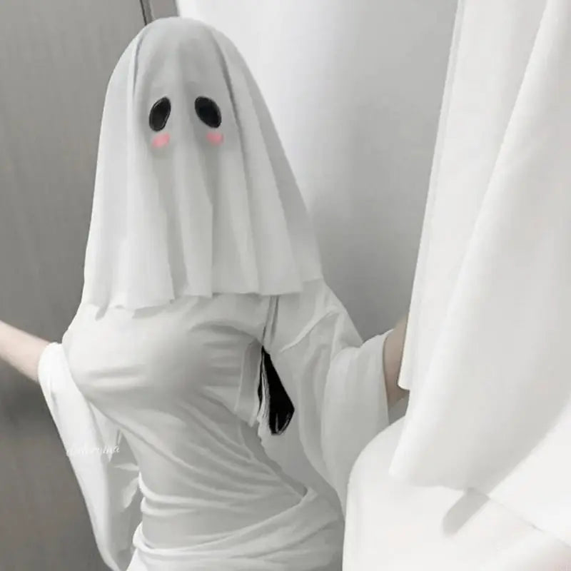 Ghostly Hooded Halloween Costume Accessory with 42cm Flowing Design and Breathable - View 4