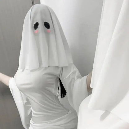 Ghostly Hooded Halloween Costume Accessory with 42cm Flowing Design and Breathable - View 4