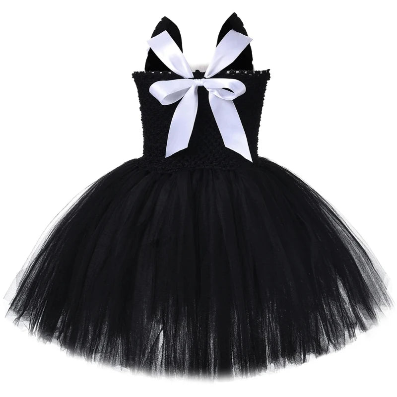 Girls Black Cat Halloween Dress Costume