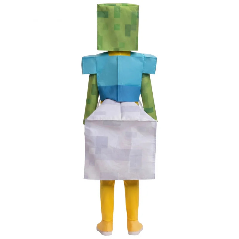 Halloween Jockey Costume, Pixel Block Chicken JockeyStyle Game Role Play Outfit, Funny Stage Performance