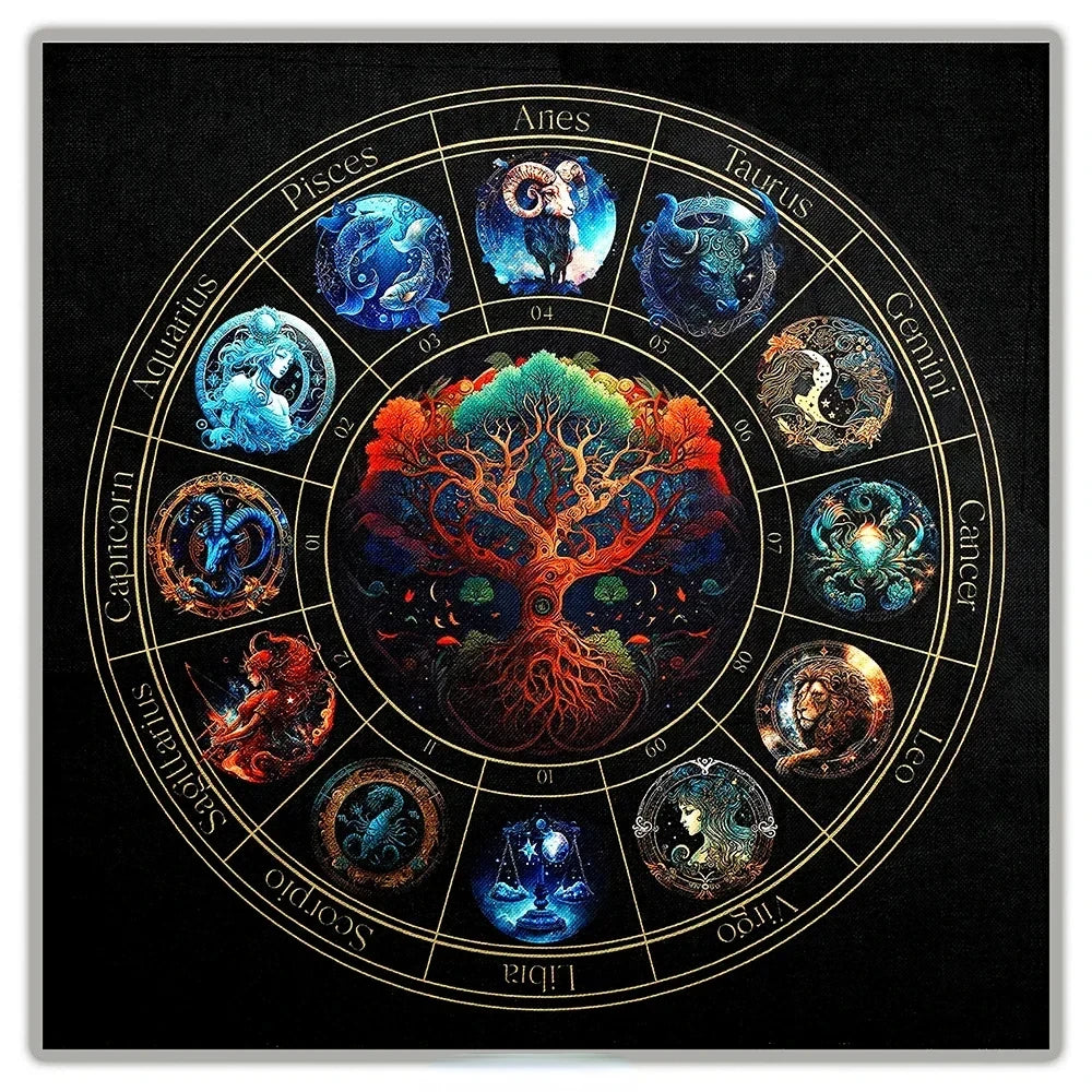Zodiac Tree of Life Tarot Altar Cloth