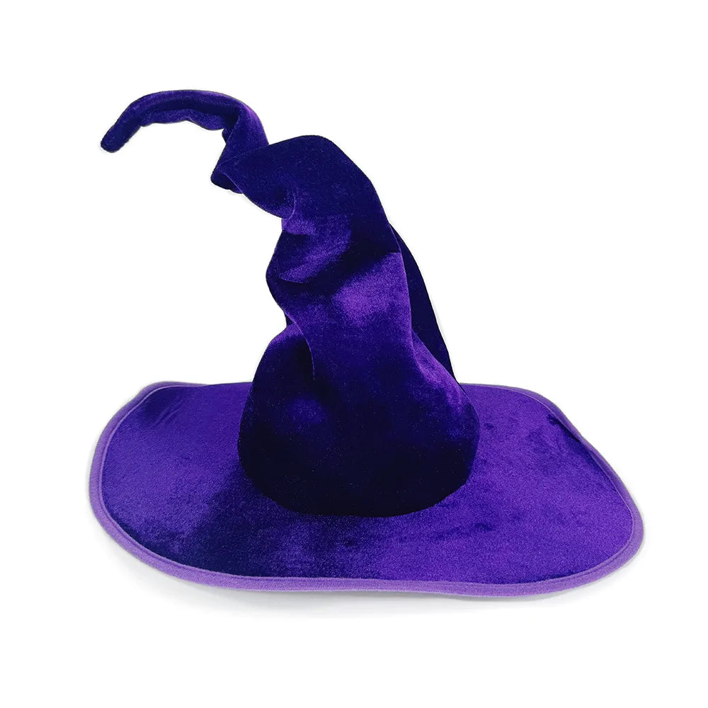 Halloween Witch Hat Velvet Comfortable Witch Hat Black Purple Green Hat for Cosplay Holiday Party Halloween - product image 5