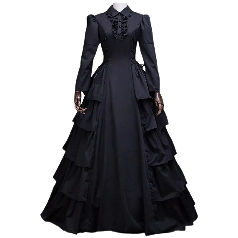 Women's Medieval Victorian Dress Halloween Renaissance Gothic Lace - View 7