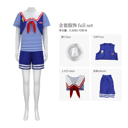 Steve Harrington Costume Scoops Ahoy Robin Costume Sailor Girl Skirt Uniform Suit Outfit - Female / M