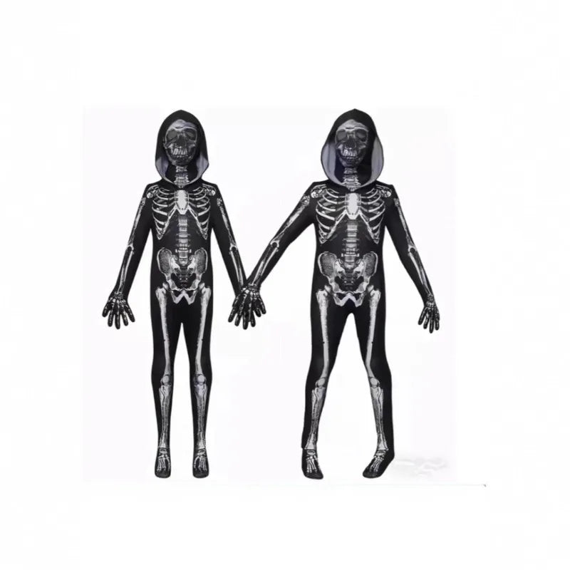 Adults Kids Skeleton Skin Suit Halloween Cosplay Costume Carnival Ghost Theme Masquerade Party Fancy Dress Outfit