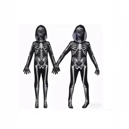 Adults Kids Skeleton Skin Suit Halloween Cosplay Costume Carnival Ghost Theme Masquerade Party Fancy Dress Outfit