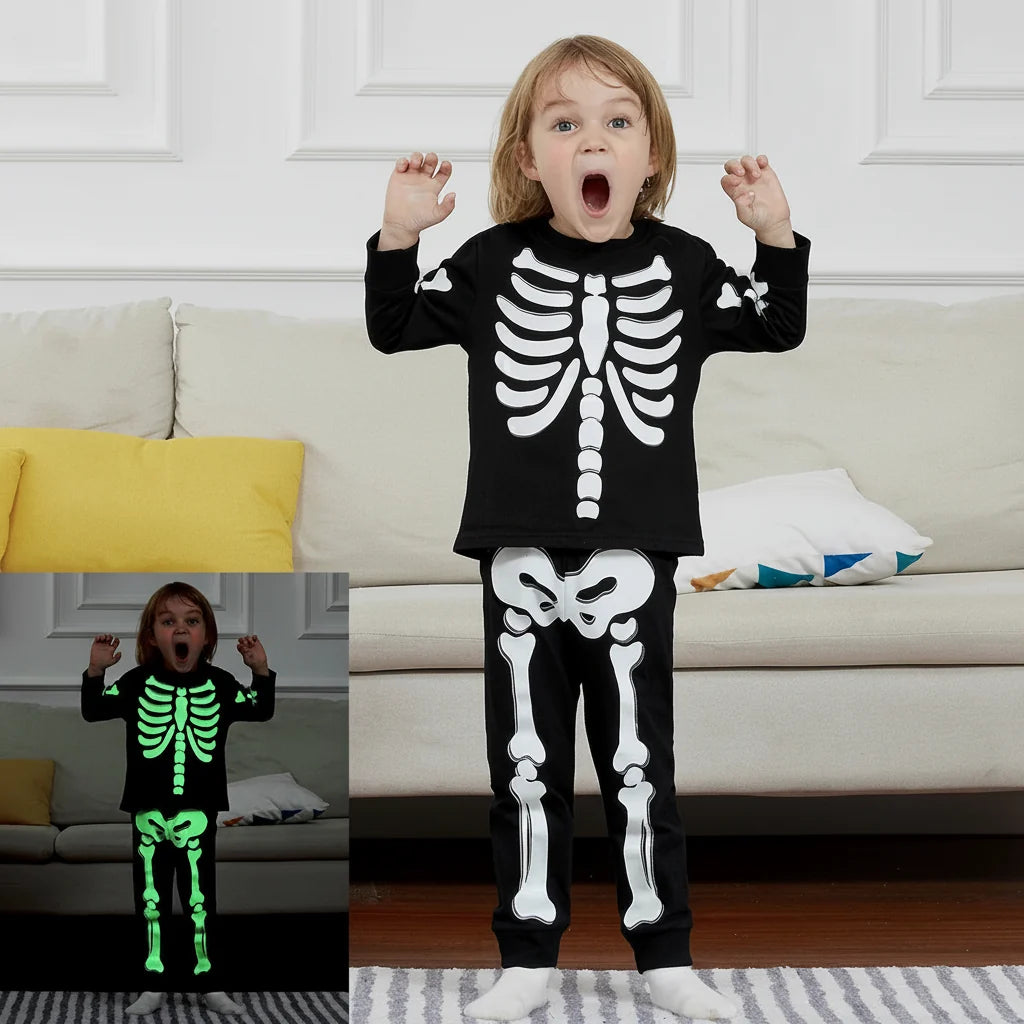 Kids Halloween Skeleton Pajama Costume Set, 10 Years