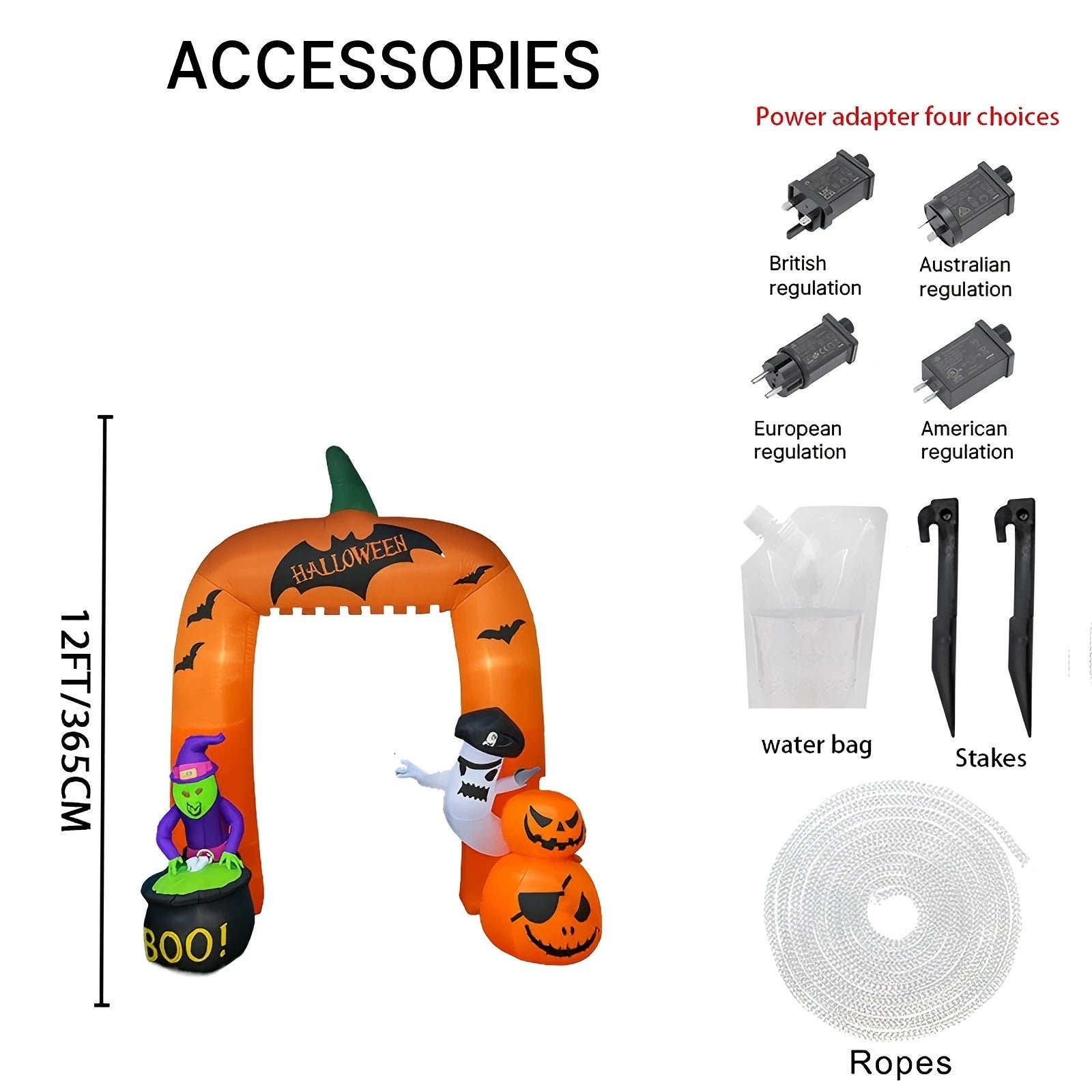 12FT Giant Halloween Inflatable Pumpkin Arch Ghost Toy Witch Decoration LED Lights Yard Lawn Decor Home Party Supplies Ornaments