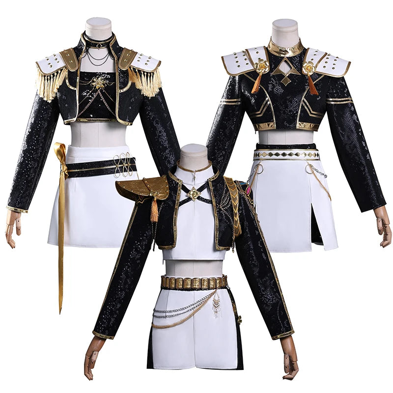 Black Golden Rumi Zoey Mira Costume Wig Women Suit Halloween Party Role Playing Outfit - product image 1