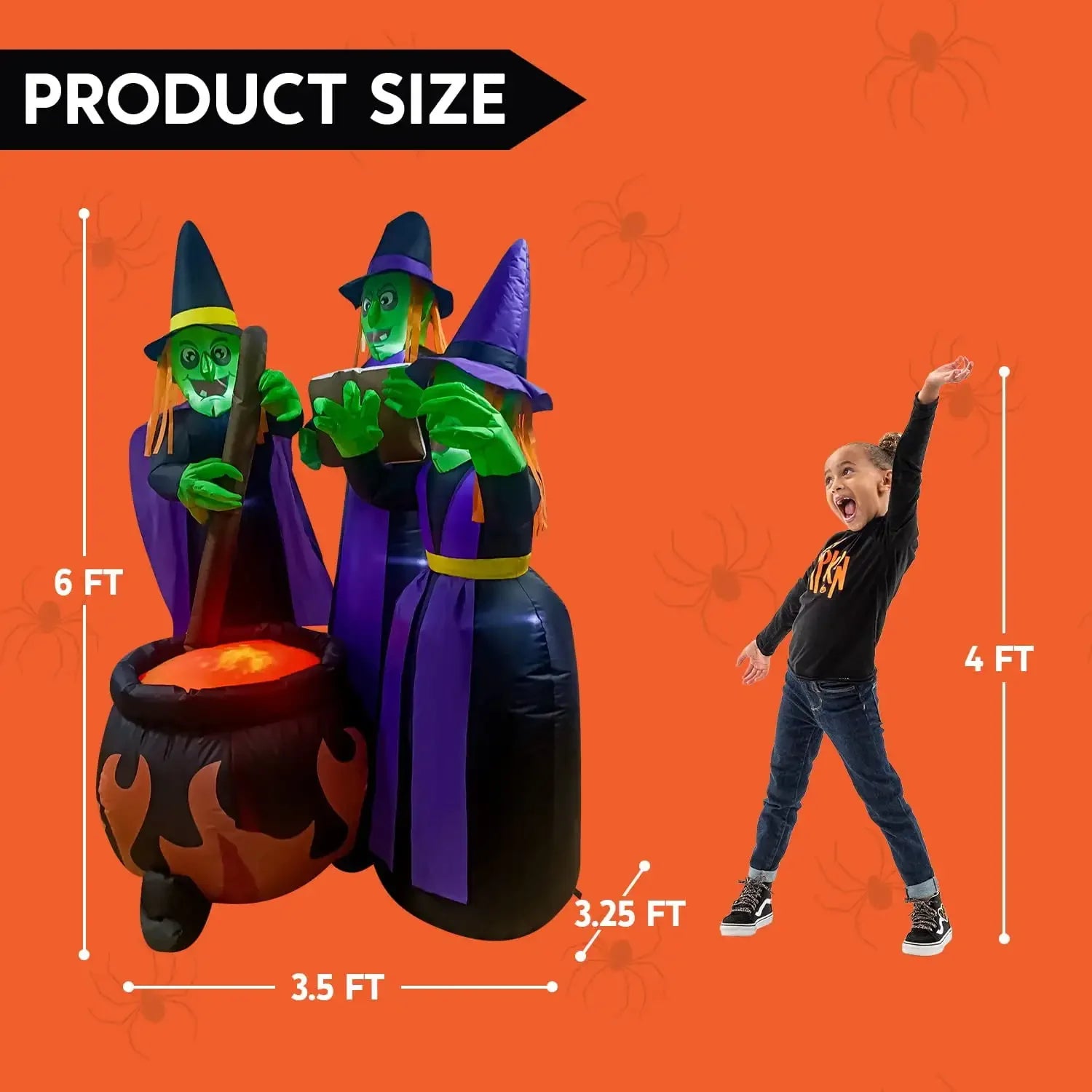 Joyfy 6ft Inflatable Witches Outdoor Cauldron Pot Large Decorations