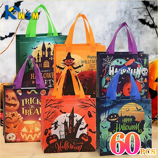 1-60PCS Halloween Candy Gift Bags Halloween Trick or Treat Bags Halloween Tote Bag with Handle Halloween - product image 1