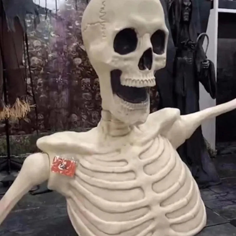 12 feet half-body big head skeleton ornament Halloween secret room set props Haunted houseOutdoor