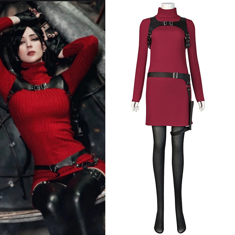 Female Ada Costume Wong Costume Dress Belt Cosplay Outfits Halloween Disguise Suit for - Package 1 / XS