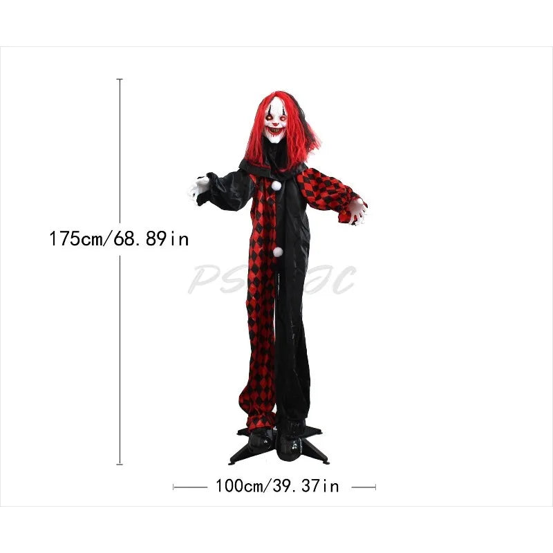 Voice-Activated Glowing Ghost Clown Halloween Decoration – Haunted House Prop