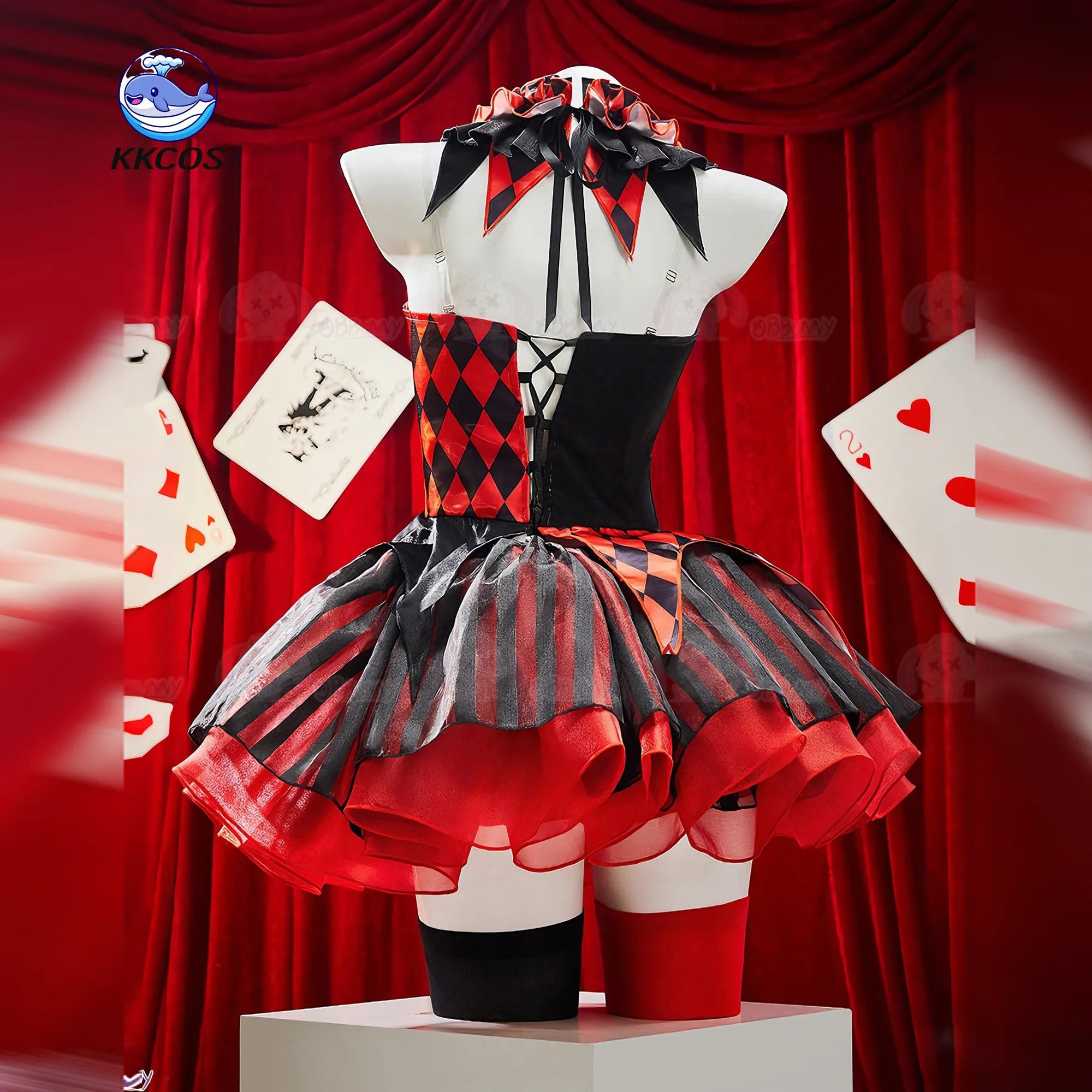 Staggering Number Circus Grotesque Circus Red and Black Gothic Clown Halloween Dress - Costume / L