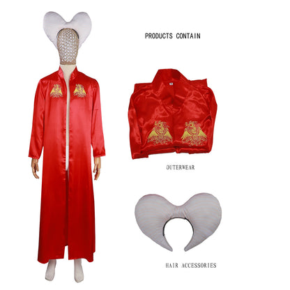 Men Costume Red Cape Cloak with Headgear Adult Women Men Medieval Witch Uniform Halloween - AS SHOW / XL