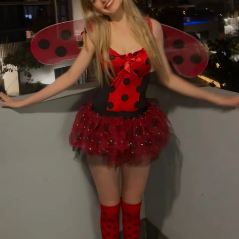 Women's Ladybug Halloween Costume Set – Dress, Wings & Headband