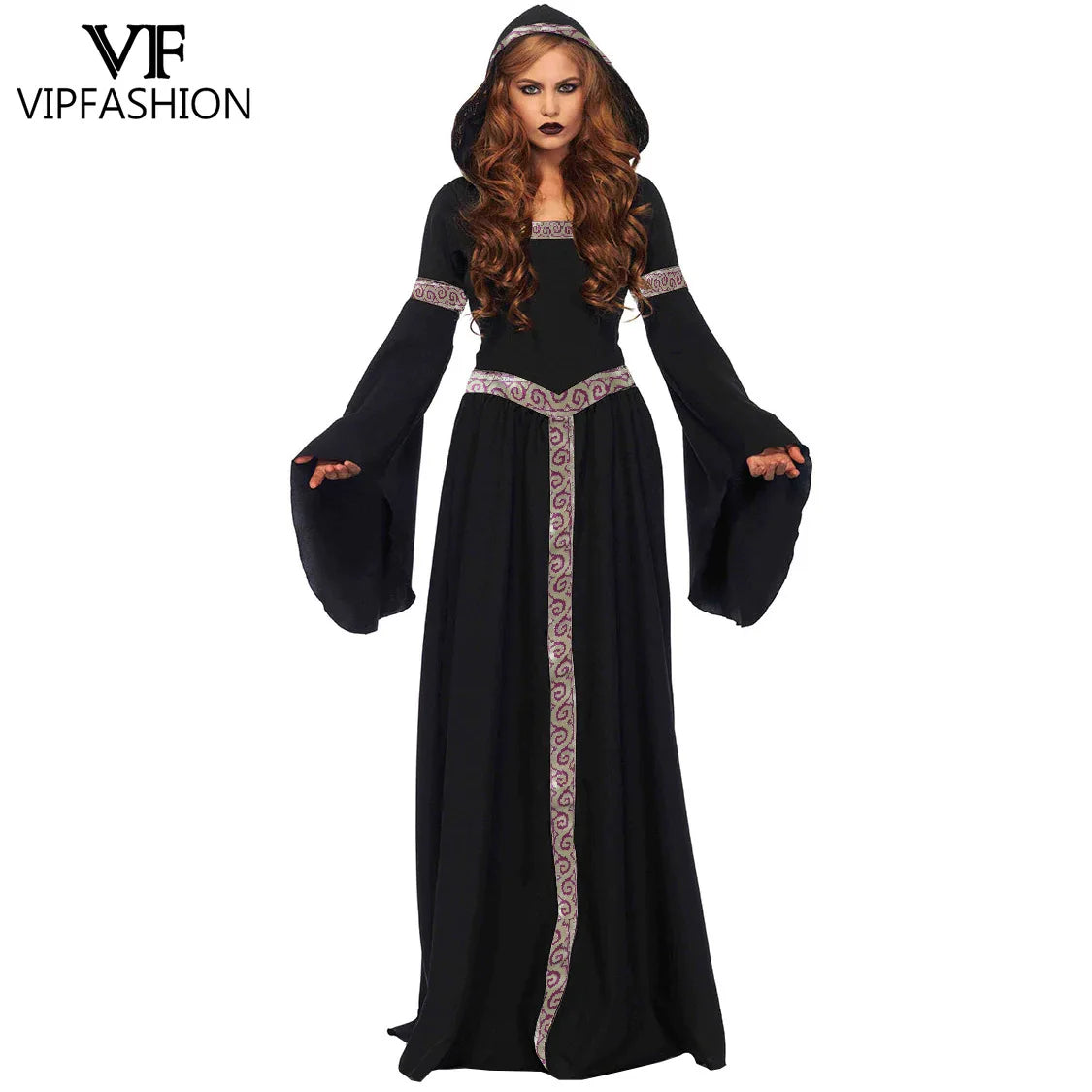 Vip Medieval Witch Black Evil Gothic Women's Dress Halloween Costume