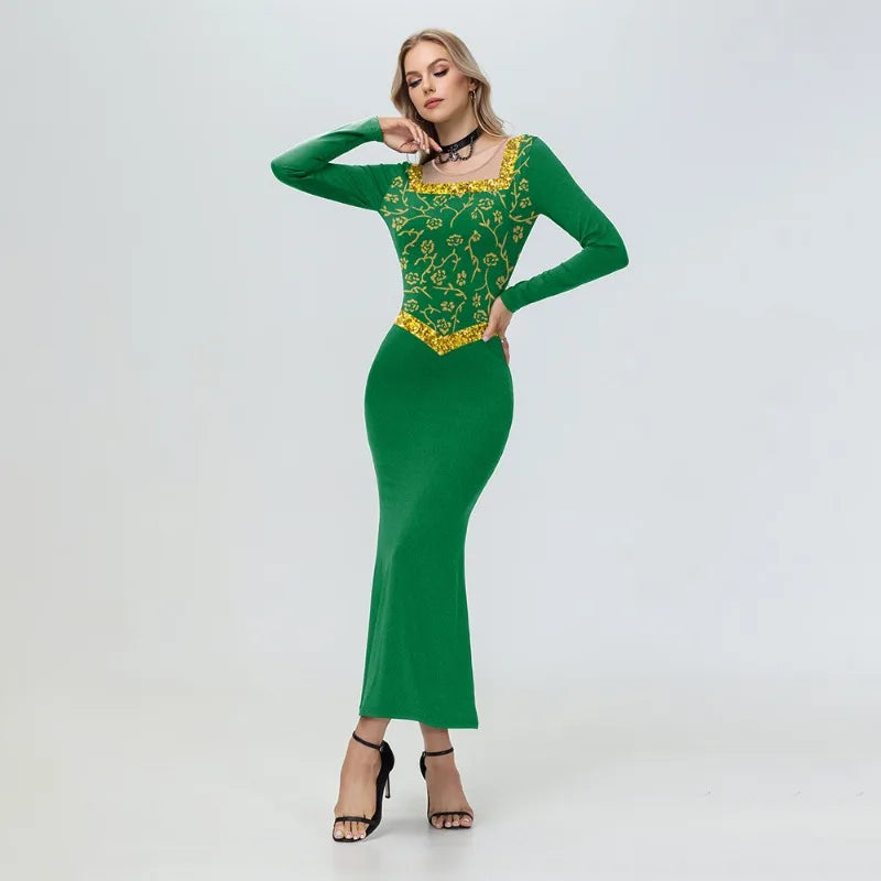 Women's Fiona-Inspired Shrek Costume – Green Princess Dress