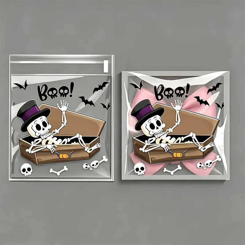 100-Pc Small Halloween Treat Bags Clear Self Adhesive Candy Bags - product image 3
