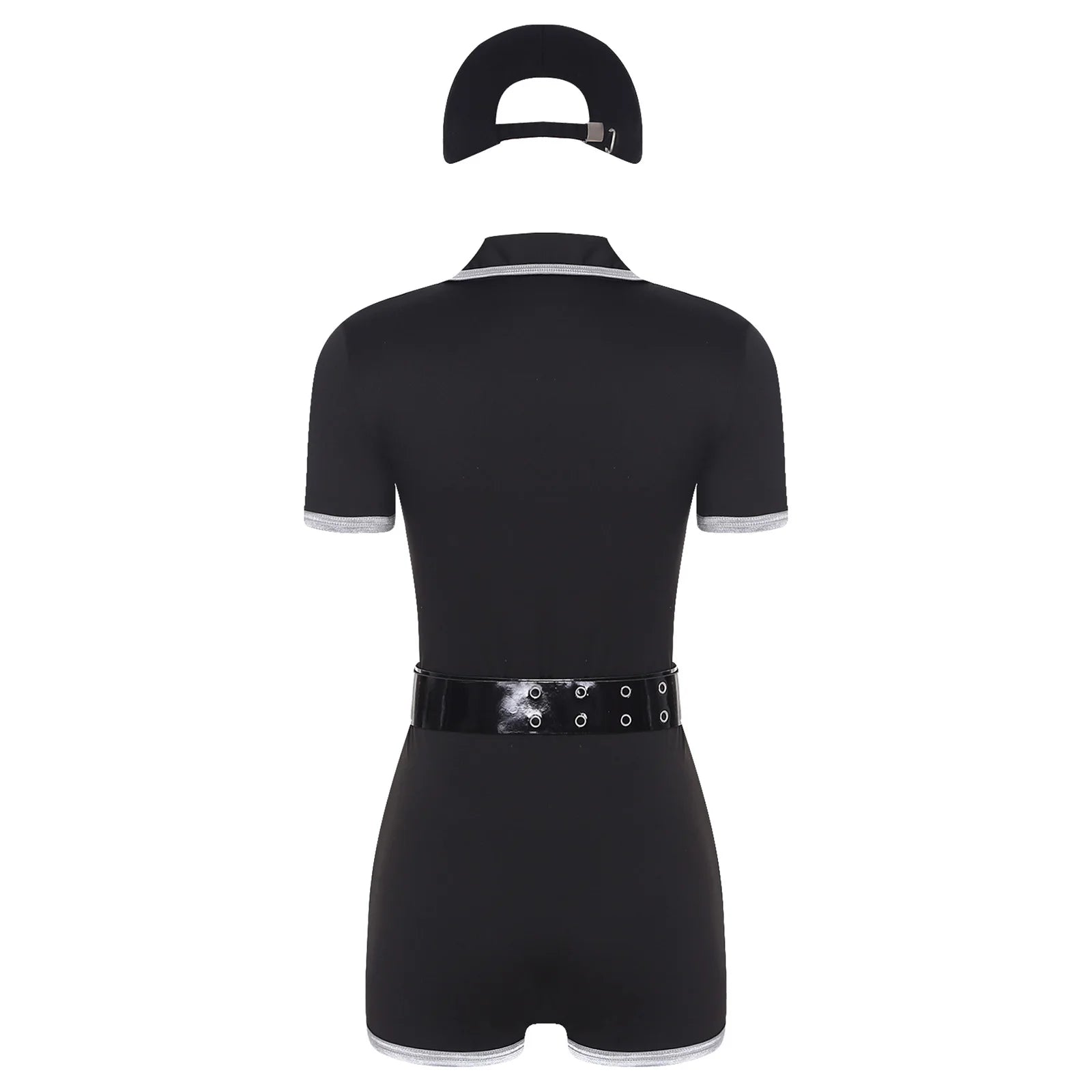 Women's Adult Anime Cop Officer Costume Dress Nighclub Policewoman Uniform Boylegs Bottom - Black / M