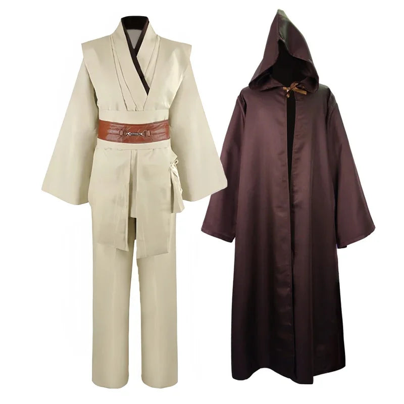 Obi Wan Kenobi Men's Costume Robe Adult Male Jedi Knight Tunic Costume Hooded Uniform Full - Cloak Only / S