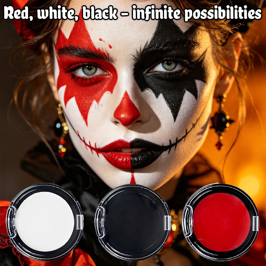 Face Body Paint Makeup Set Black White Red Face Paint Cream with Painting Brush, Washable Pigment for - product image 5